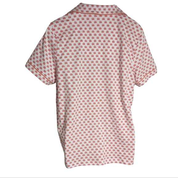 Roller Rabbit Pink Butterfly Print Pajama Top Short Sleeve Button Size XL - Picture 3 of 3